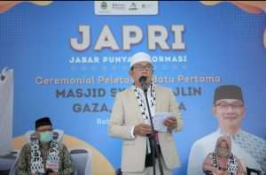 Ridwan Kamil Terharu Batu Pertama Masjid Syeikh Ajlin Palestina Berdiri